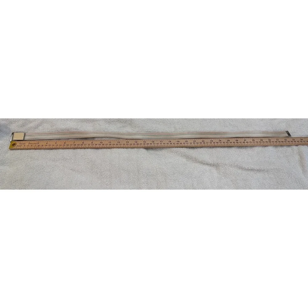 Kids Vintage Cream Rainbow Striped Canvas Web Belt Silver Slide Buckle 33 Inch